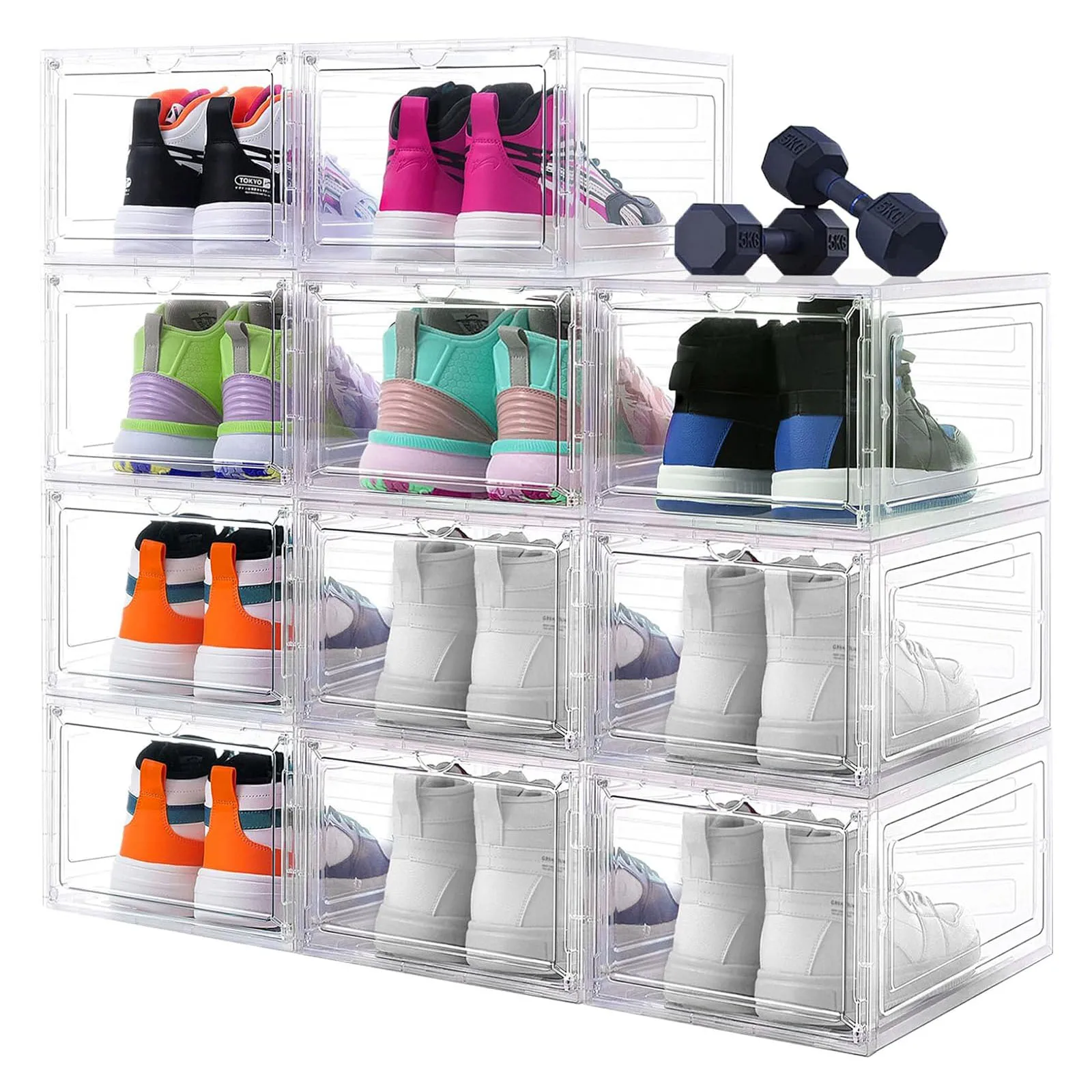 PP Injection Foldable Rectangle Eco-Friendly Shoe Storage Boxes