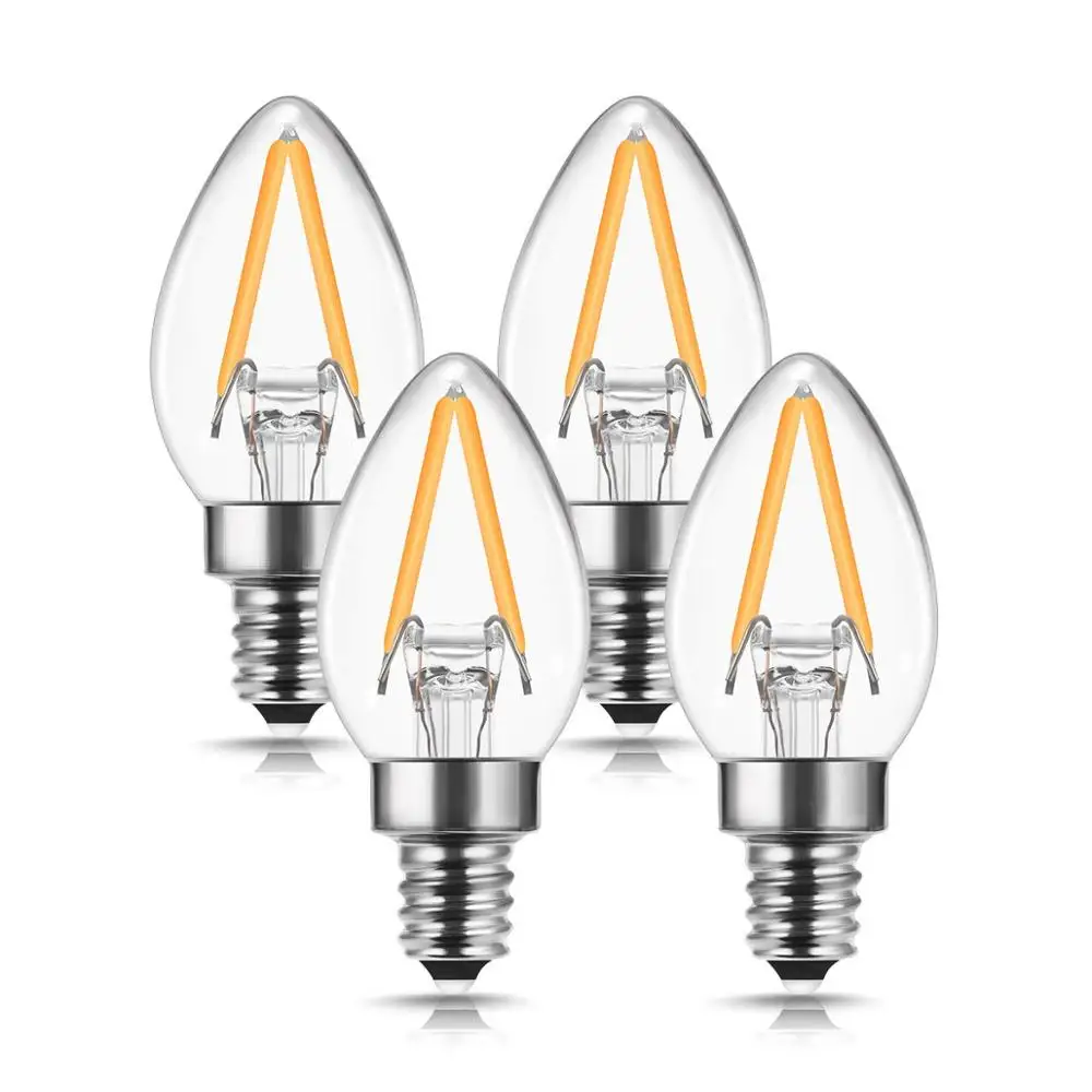 2W LED Filament C7 Night Light Bulb E12 E14 2700K Warm White Candelabra LED Light Bulb