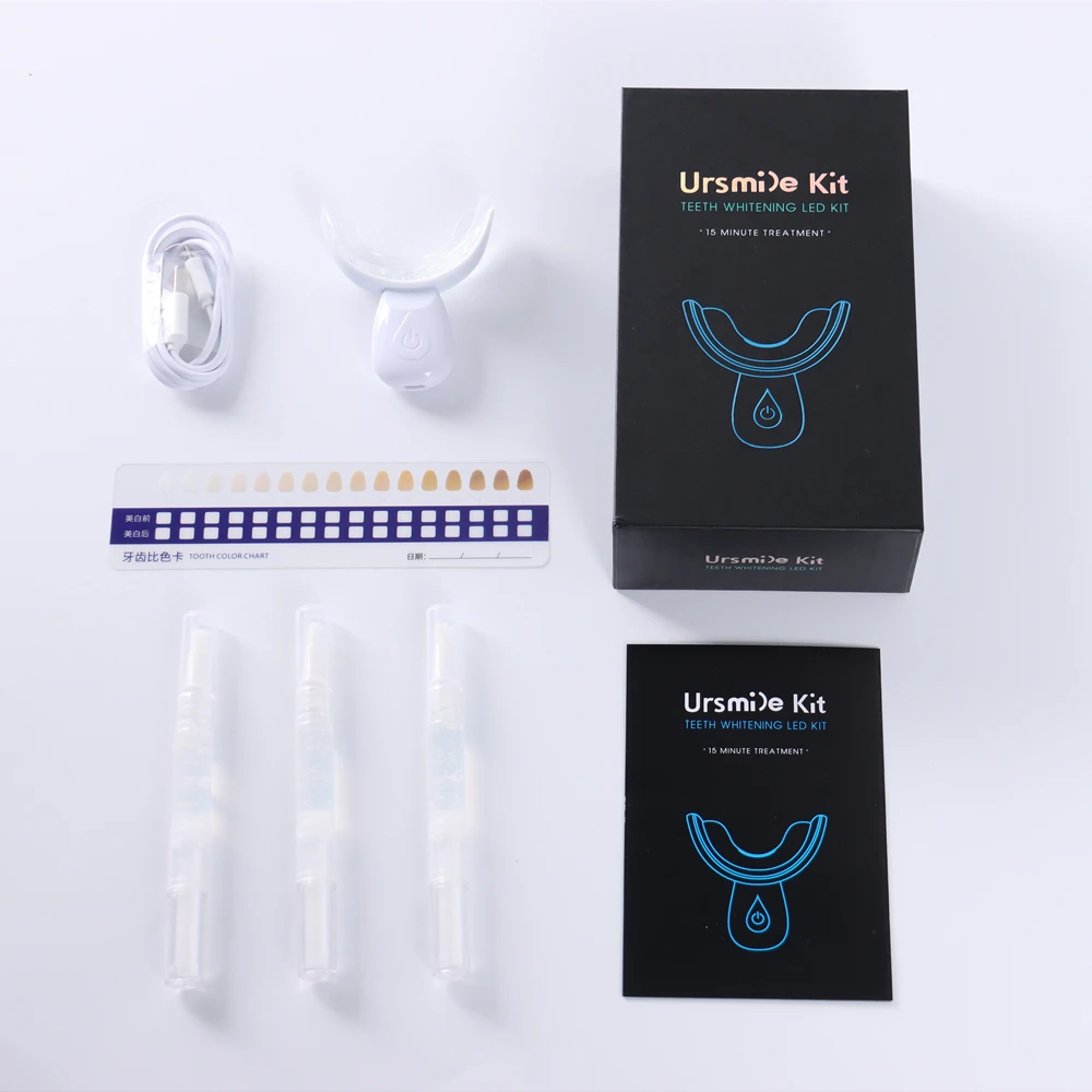 

Wreless portable teeth whitening led kit with 3*3ml bleaching gel and 16 LED bulbs Cold light lamp device