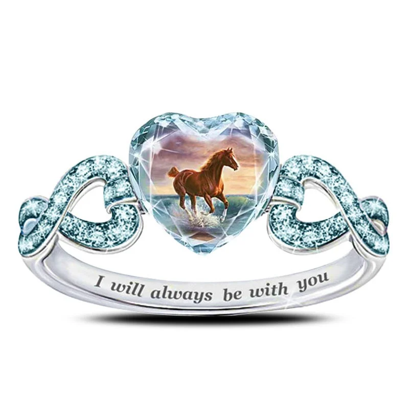 

Heart-shaped horse ring women's children's ring jewelry