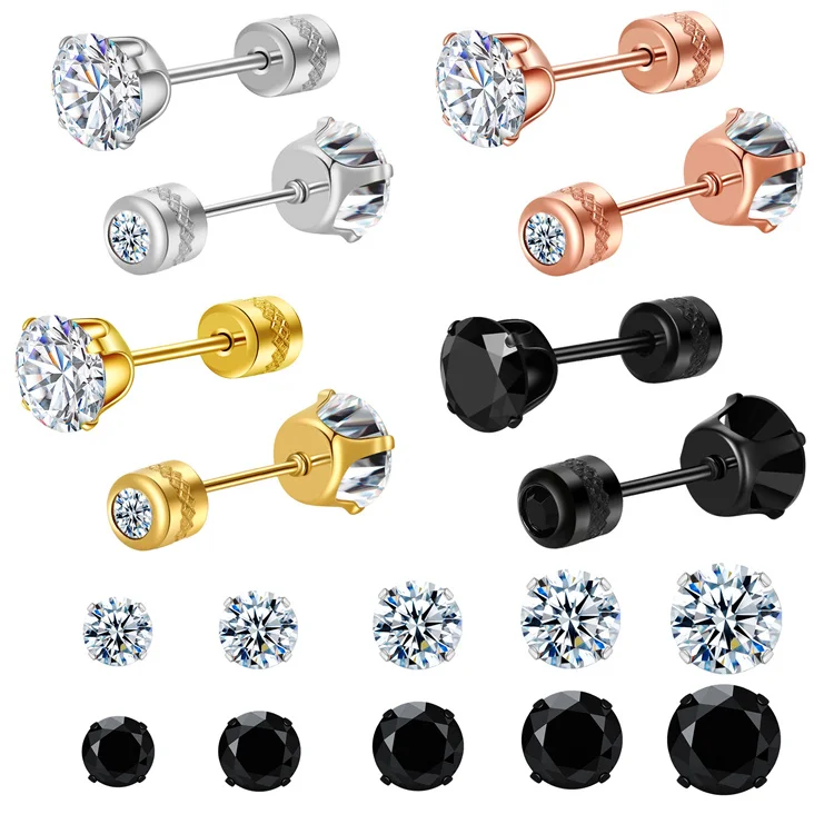

Custom zircon earring jewelry stainless steel ear studs earrings women