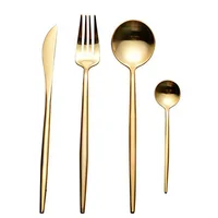 

18/10 High grade stock gold plate stainless steel cutlery Set 4pcs Flatware Set