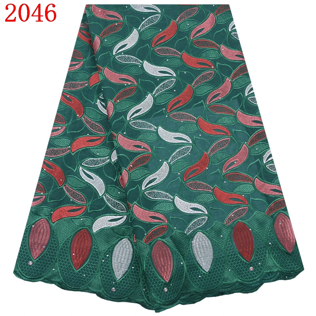 

Embroidery African Swiss Voile Cotton Lace With Beads High Quality African Dry Cotton Lace For Wedding New Cotton LACE 2046