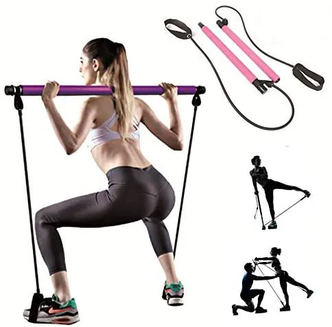 Wholesale Portable 2 Section Pilates Bar Kit Multifunctional Pilates Bar Exercise Kit With Resistance Bands