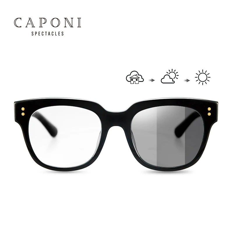 

CAPONI 2021 Men Black TR Frame Photochromic Blue Light Blocking Glasses For Women