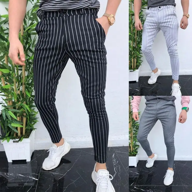 B34477A 2019 Autumn fashion stripped casual feet pants