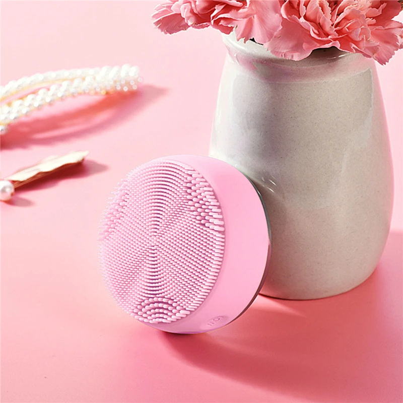 

USB Charging Electric Facial Cleansing Brush Sonic Vibration Silicone Face Washing Brush Massage Deep Facial Cleansing Machine, Colorful