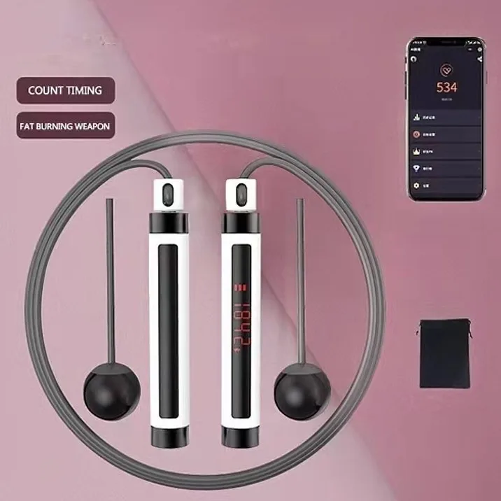 

New Design led digital skipping Rope with counter Smart Digital Jump Skip Rope with App, Black, white