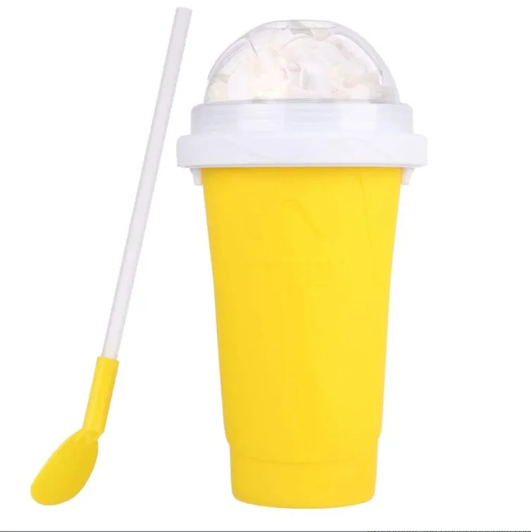 

Slushie Maker Cup magic squeeze Slushy Maker for Family Silica Travel Portable Double Layer frozen Cup Pinch into Ice Cup, Customized colors acceptable