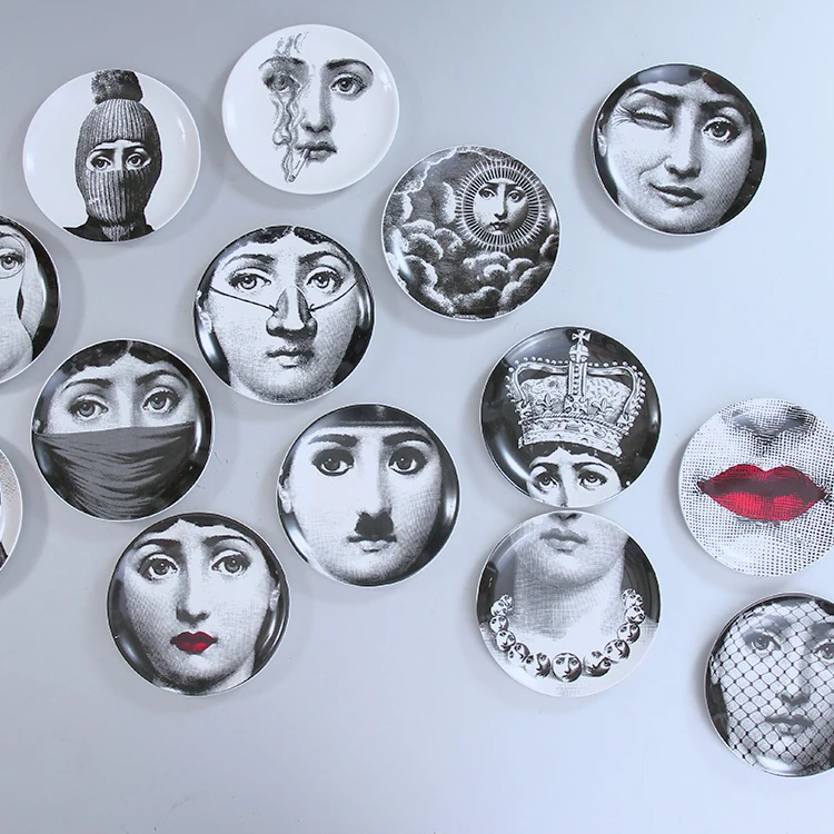

HY Nordic style ceramic art 10 inch decorative plate, wall decorative face plate