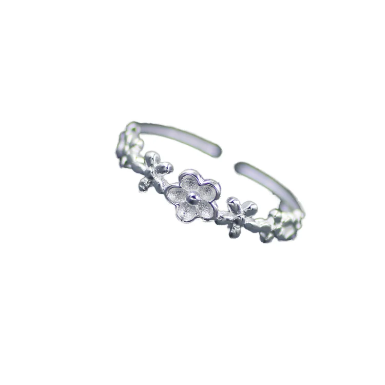 Factory Wholesale Silver  Rings for Women Flower Open Adjustable Ring Jewelry Gifts for Girls