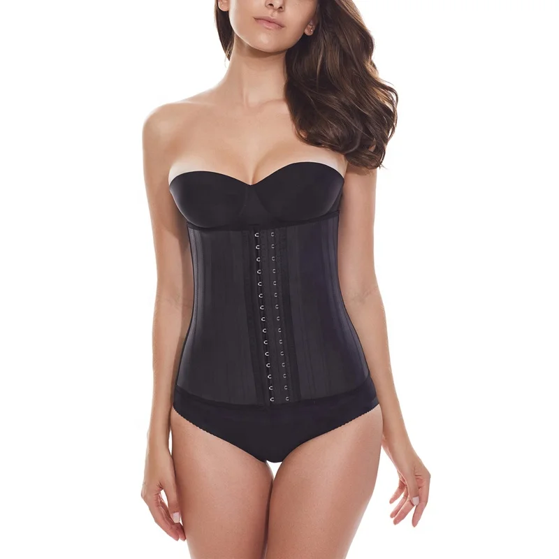 

Hot Selling Custom Private Label Plus Size Body Shaper Slimming Cincher Corset 25 Steel Bone Latex Waist Trainer For Women, Black , cuticolor