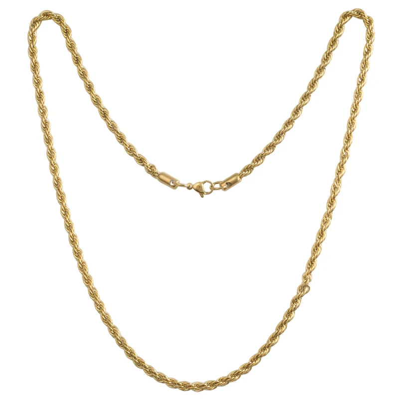 

Hoyo wholesale stainless steel men 18k new gold plated jewelry making rope chain for men