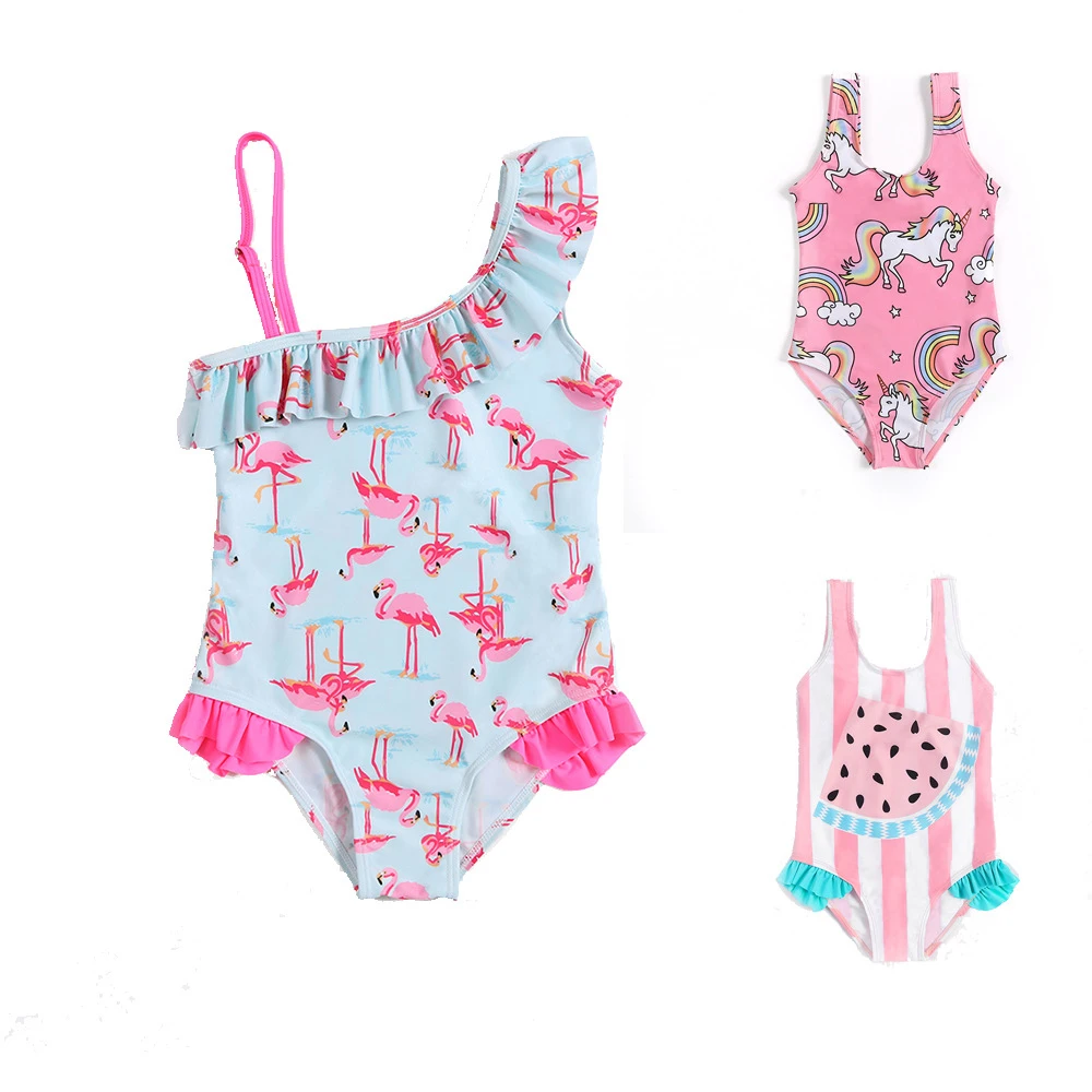 

Summer Designer Print Swim Wear Bathing Suit Girl Bikini Beachwear Swimwear Latest Design One Piece Swimsuit Ruffle, Customized color