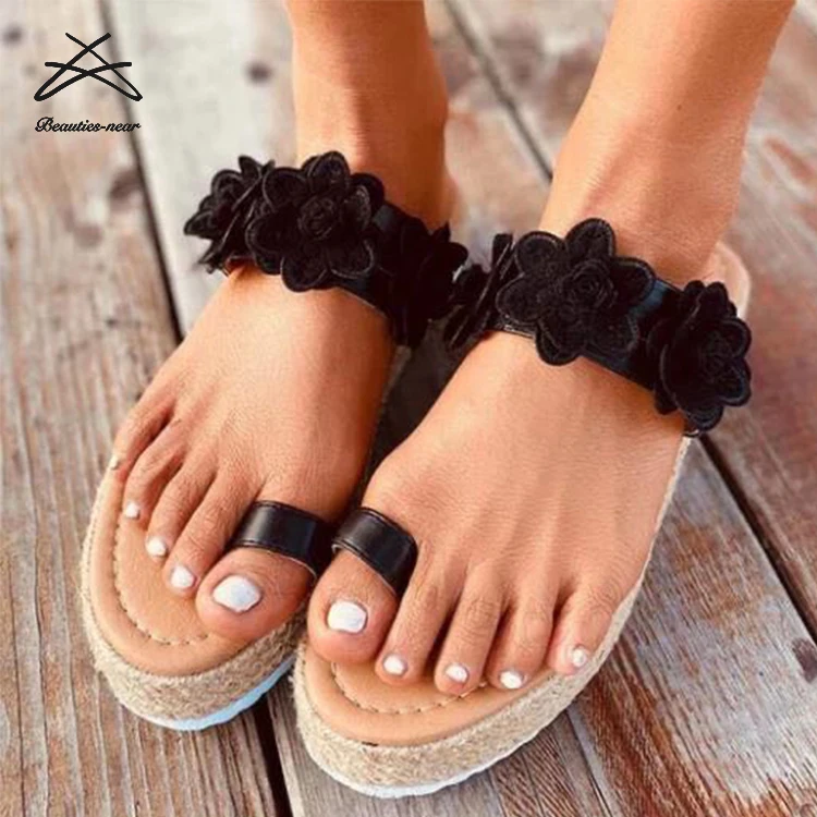 Hongyutela Fashion Women Bow Thick Foundation Slippers Summer Sandals Beach Shoes Flower Slippers