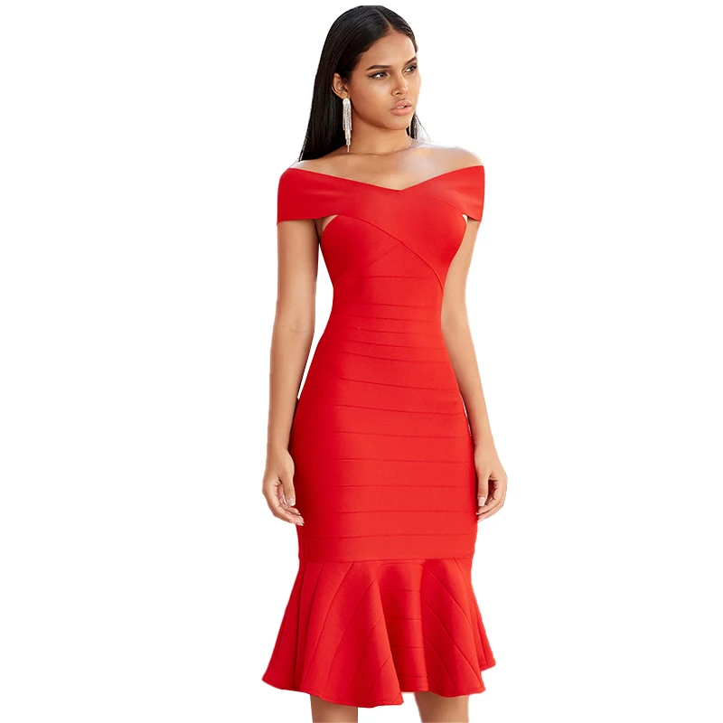 

H7315 2021 New Summer Bodycon Mermaid Off Shoulder Dress Sexy Women Party Dresses Long Evening Elegant