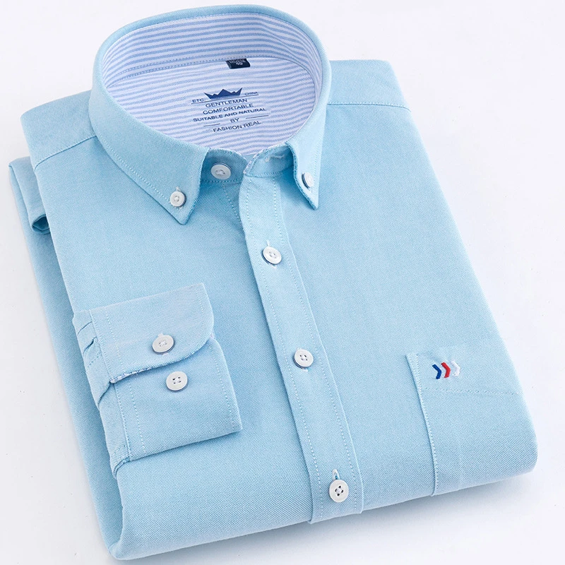 Pure cotton casual business solid color plus size men's shirt