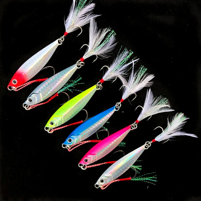 

Jetshark Hot Selling 7g 10g 20g 25g 30g 40g 60g Wholesale Casting Fishing Metal Fish Bait with two hooks jig lure JIG LURE