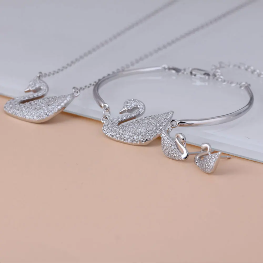 

women 925 sterling silver necklace and earring set for girls