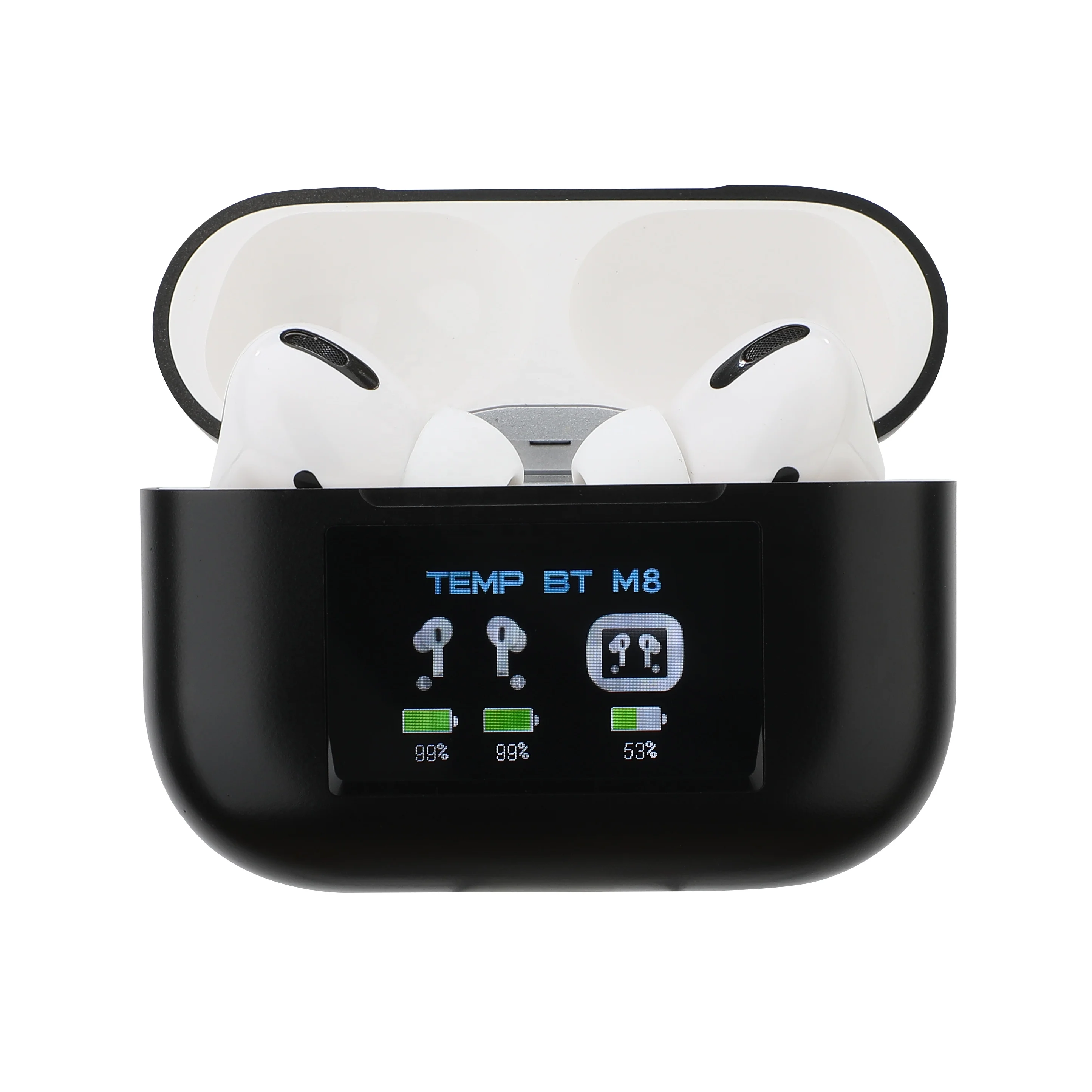 

New Arrival OEM LED Display TWS 5.0 Wireless Charging wireless earphones Headphone tws earbuds, White and black