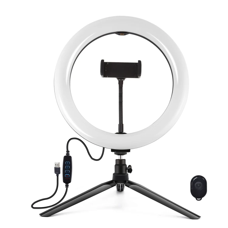 

Wholesale PULUZ 10.2 inch USB 3 Modes LED Selfie Ring Light Vlogging Photography Video Lights with Tripod Stand & Phone Clamp, Black
