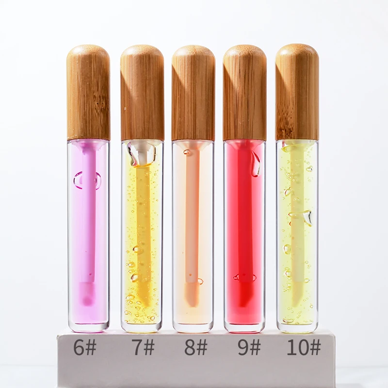

Natural Bamboo Container naked Lipgloss Cruelty free / Vegan shiny fruit transparent Lip Gloss Set