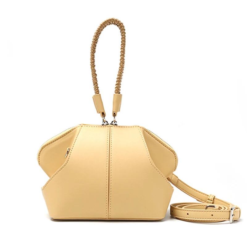 

Korean version of the cloud female bag design pleated single-shoulder diagonal bag, White/yellow/blue/black/brown/green