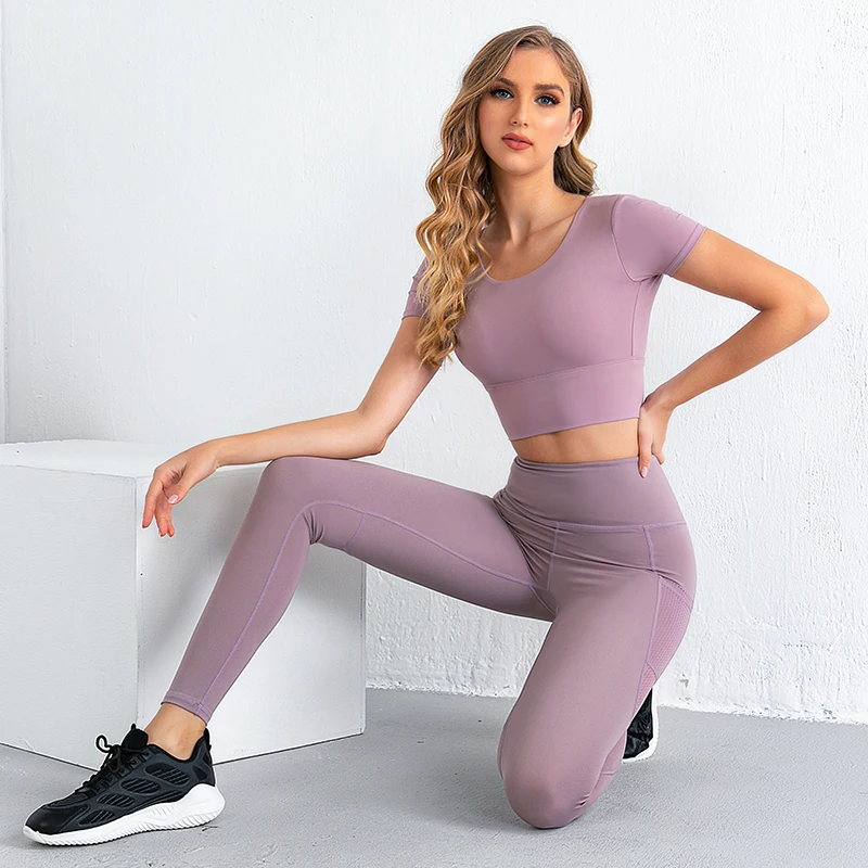 

wholesale private label custom logo gym active bra yoga sets fitness wear 2 piece women plain yoga set