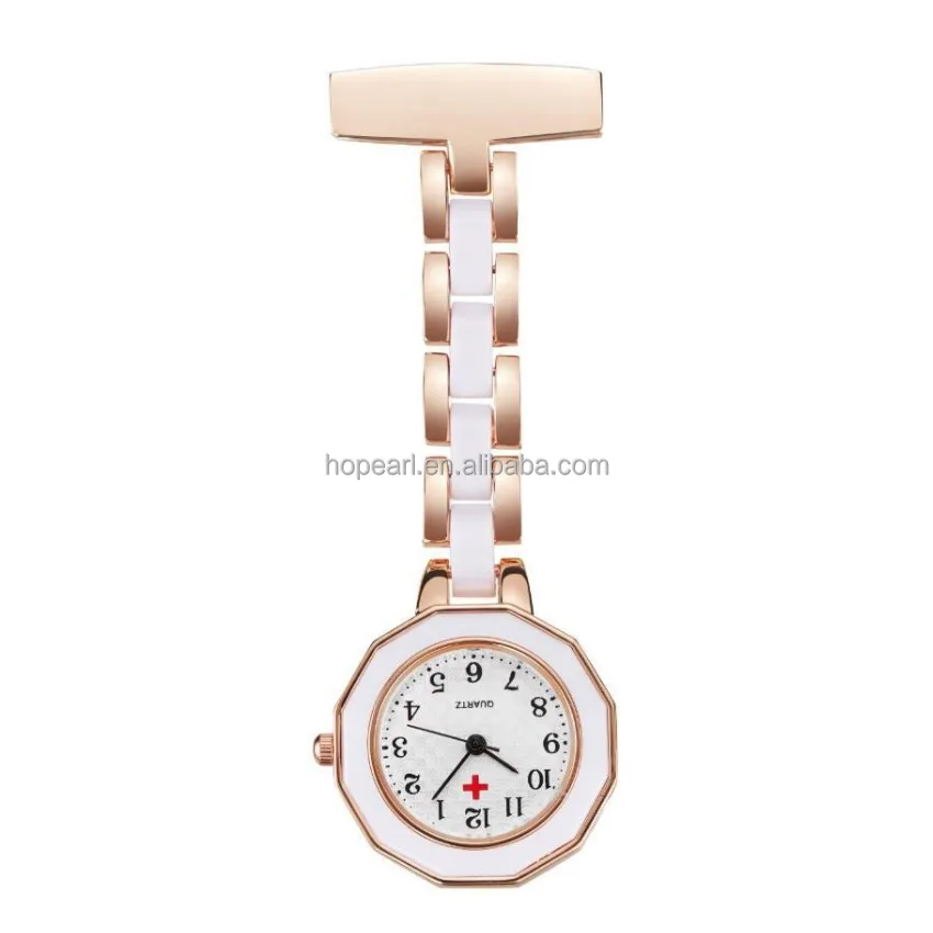 

WAH629 Rose Gold and White Colors Doctor Medical Nurse Clip Watch