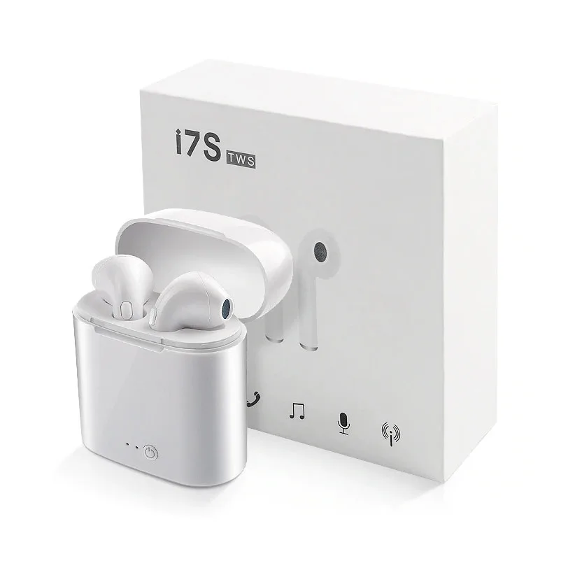 

i7s Tws Mini Wireless Earbuds Sport Handsfree Earphone Cordless Headset with Charging Box BT Earphones, Black white