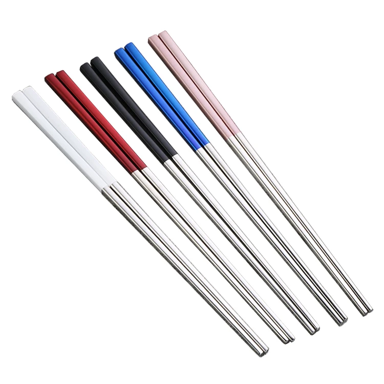 

Korean style 304 stainless steel titanium metal chopsticks with colorful handle