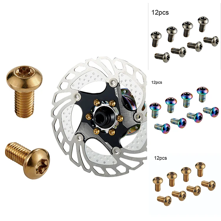 

KRSEC M5 MTB/Road bicycle Disc Brake Rotor Screw Bolts Cycling  T25 12PCS/Boxed Screws, Rainbow/gold/titanium