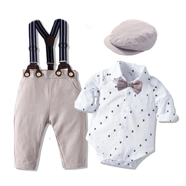 

Sprint Newborn Baby Boys Clothes Set Gentleman Tie T-shirt+Shorts +hat Baby Suit Infant Clothing, As the picture show