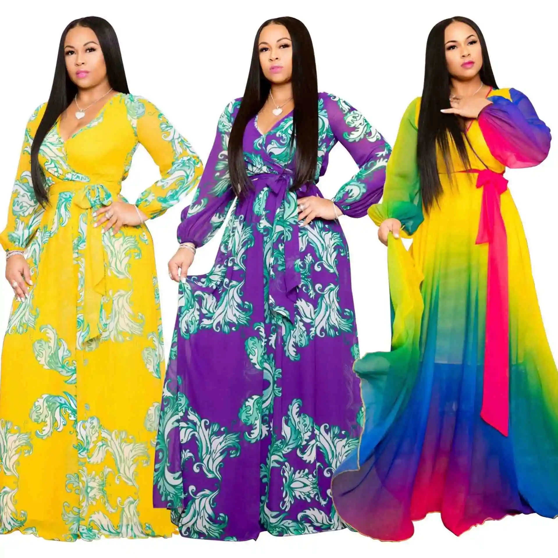 

Wholesale fashion casual womens plus size dresses 4xl 5xl 6xl 7xl chiffon printing beach maxi dress