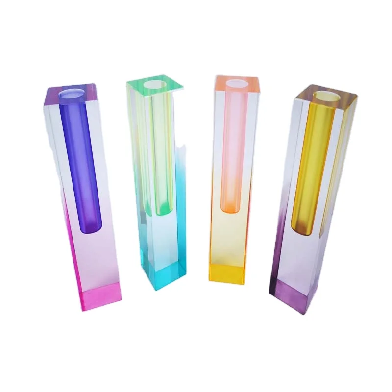 

Custom Size Different Color Small Square Column Flower Vase Acrylic Table Lucite Perspex Vases