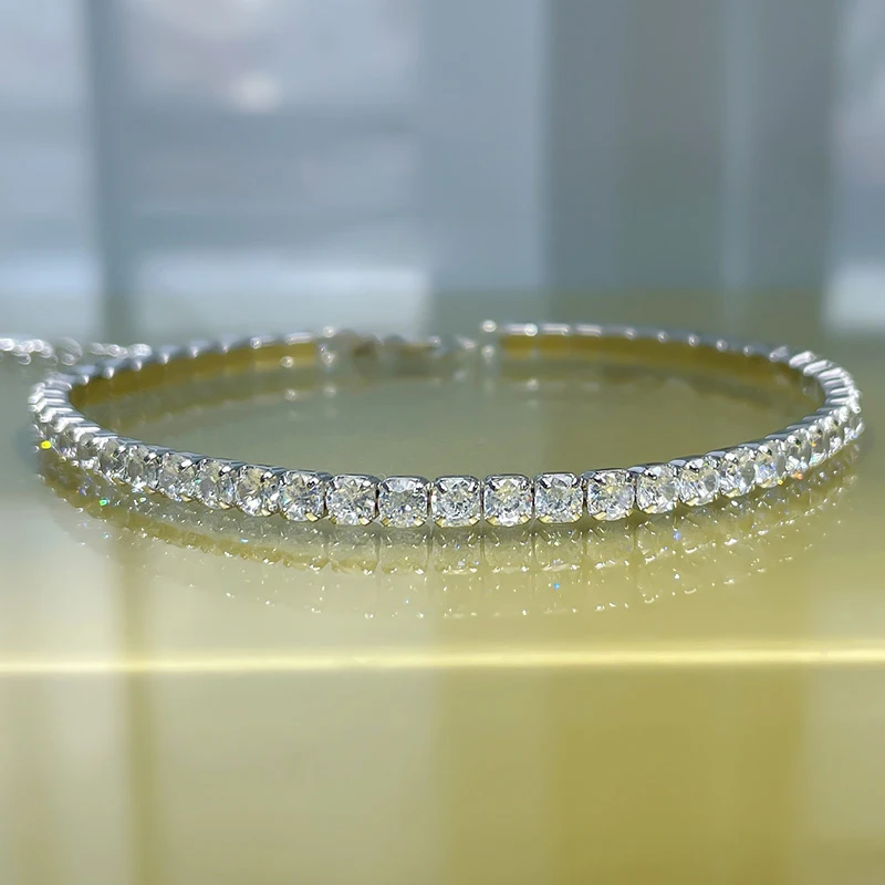 

2021 new S925 sterling silver full diamond bracelet 5A zircon factory direct sale 3mm row diamond chain