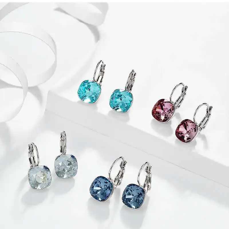 

high quality temperament gift square Austrian crystal earrings chandelier earring