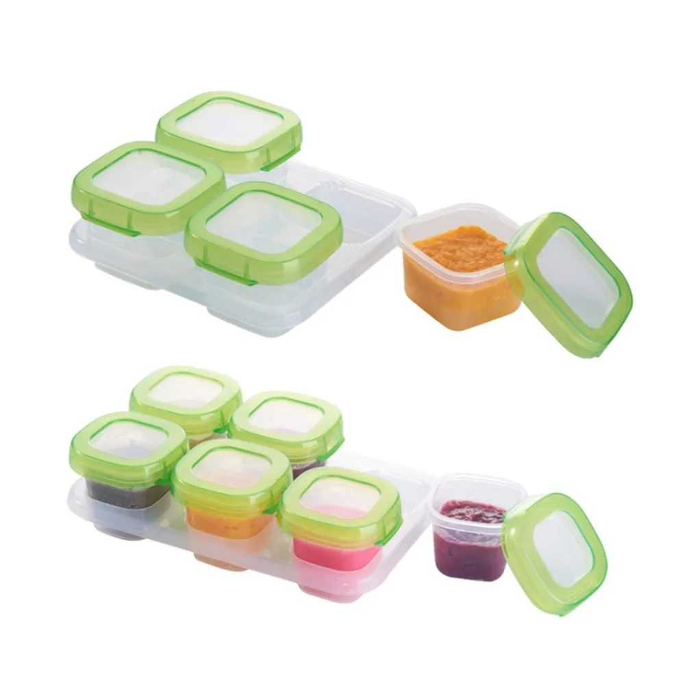 

Microwave Freezer Dishwasher Safe Baby Food Storage Square Containers with Airtight Lids and Stackable Tray For Easily Portion, Transparent