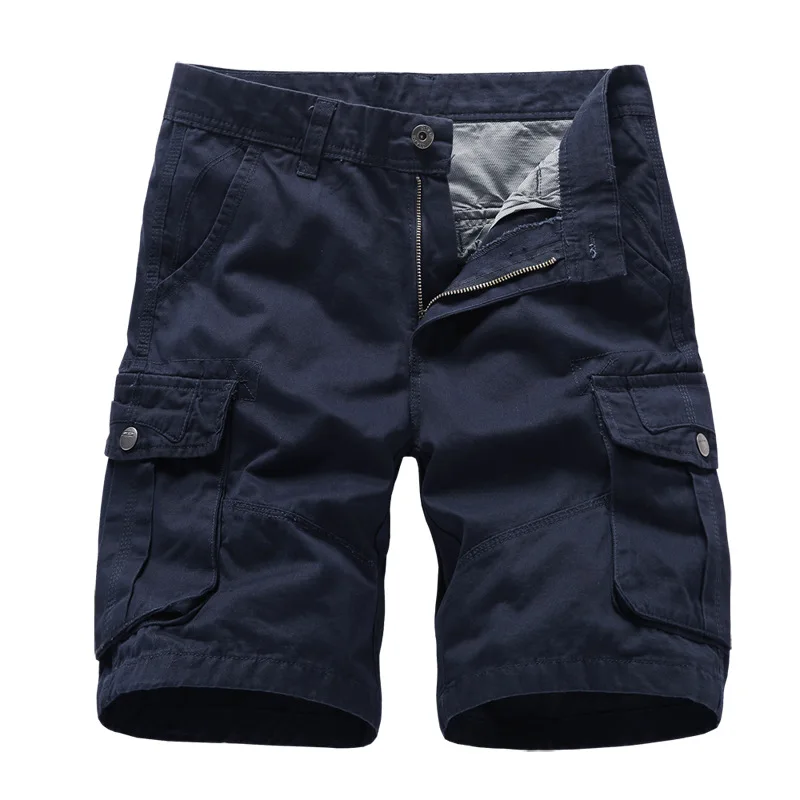 

2024 new Summer Mens Casual Pockets Bermuda Shorts Men knee length cotton streetwear Mid Workout cargo short pants