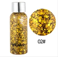 

Gold Cosmetic Holographic Chunky Body Glitter includes Fix Primer Gel for Face Nail Hair Eyes