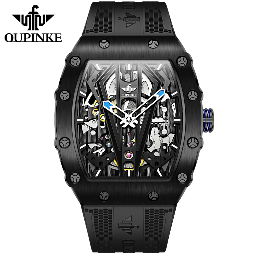 

Oupinke 3179 Men Mechanical Watches Stainless Skeleton Custom Logo OEM Luxury Tourbillon Waterproof Mans Automatic Watch