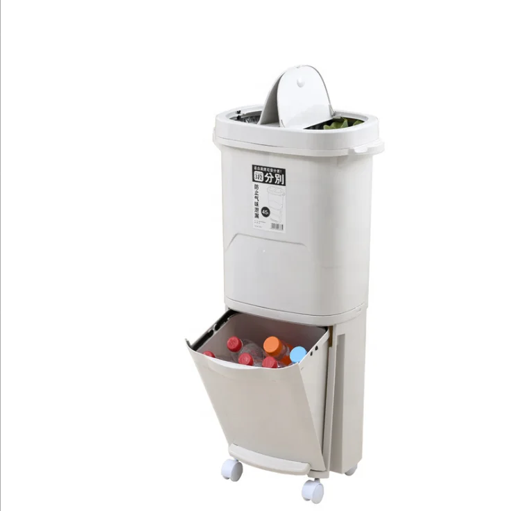 

Plastic home recycling garbage bins garbage sorting bin for kitchen, White