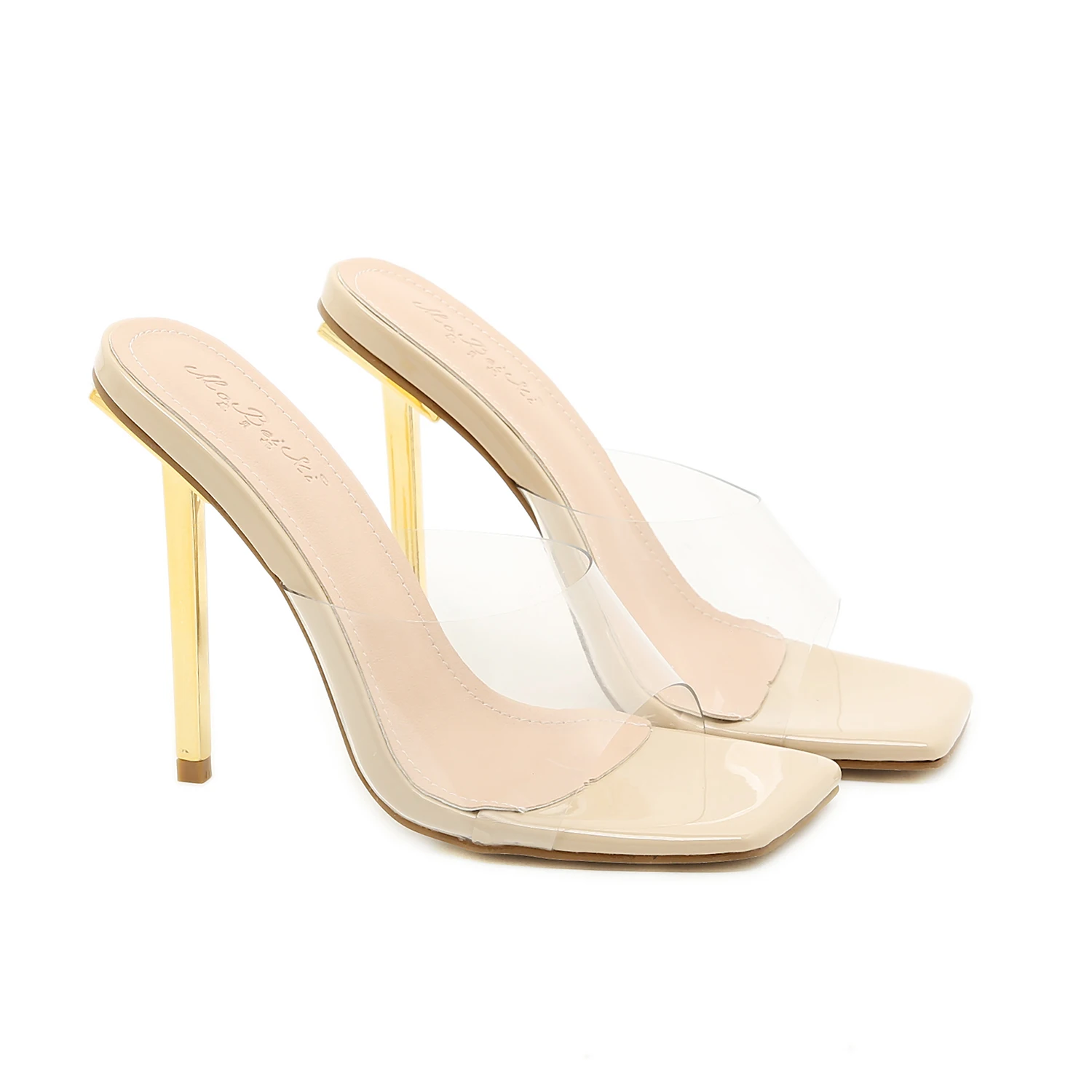 

Fashion Transparent Square Toe Hot High heel slipper Sandals