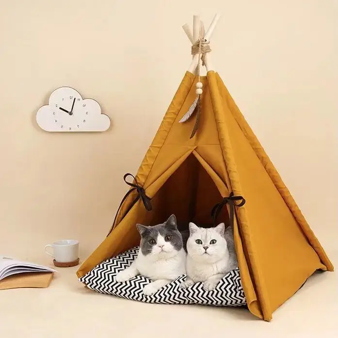 

2021 New Pet Supplies Amazon Top Seller Cat Tent Luxury Dog Beds Washable Pets Accesories, Yellow