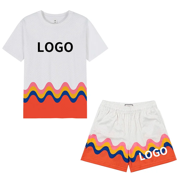 

New Arrival Summer 2 Piece Tracksuit Suit Custom Plus Size T Shirt And Short Set Mens Casual T-shirt Sublimation Sports Set