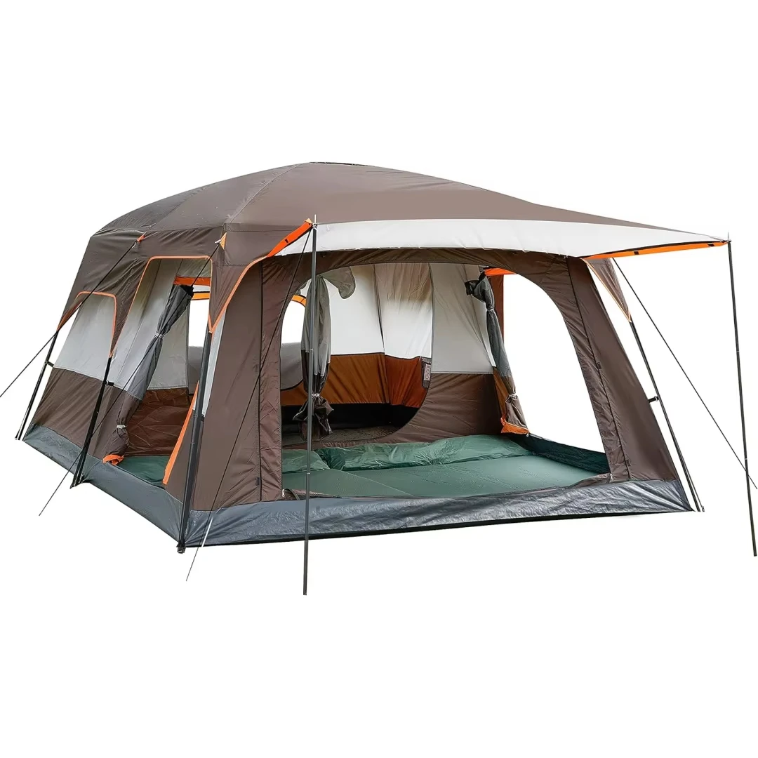 5-8 Person Two Bedrooms One Living Room Oxford Four-season Extra Large Double Layer Foldable Camping Tent Outdoor Hiking M Size