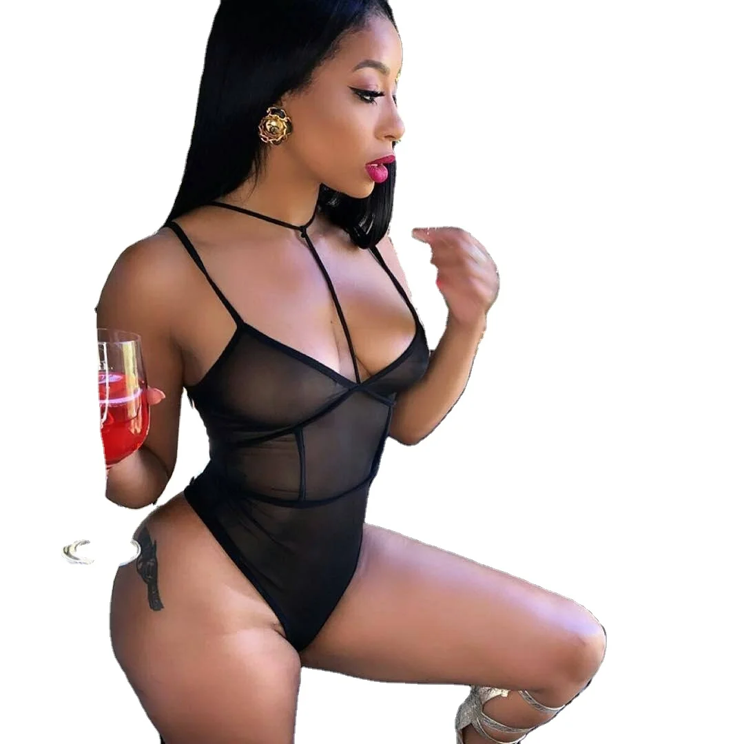 

2021 Mesh Sheer Transparent Strap Bodysuit transparent lingerie nude Ladies Sexy Open Erotic XXL Lingerie Nude, Pls see the color column