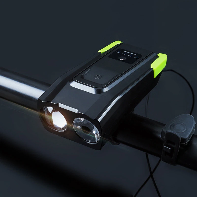 

Usb Charging Glare Flashlight Horn Bicycle Mountain Bike Front Light, Black