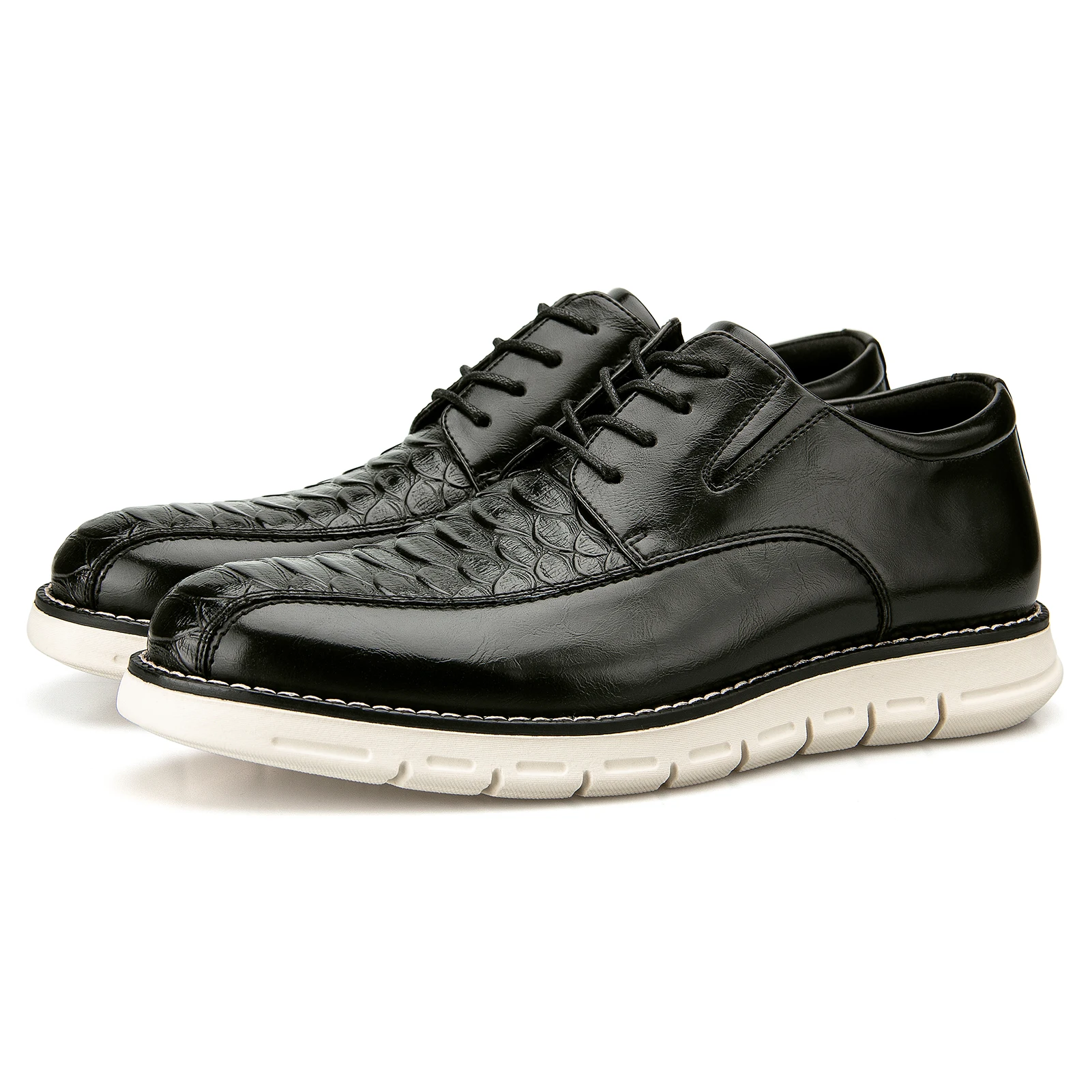 

Men Black Lace-up Leather Shoes Designer Italian Style Fashion Leather Shoes