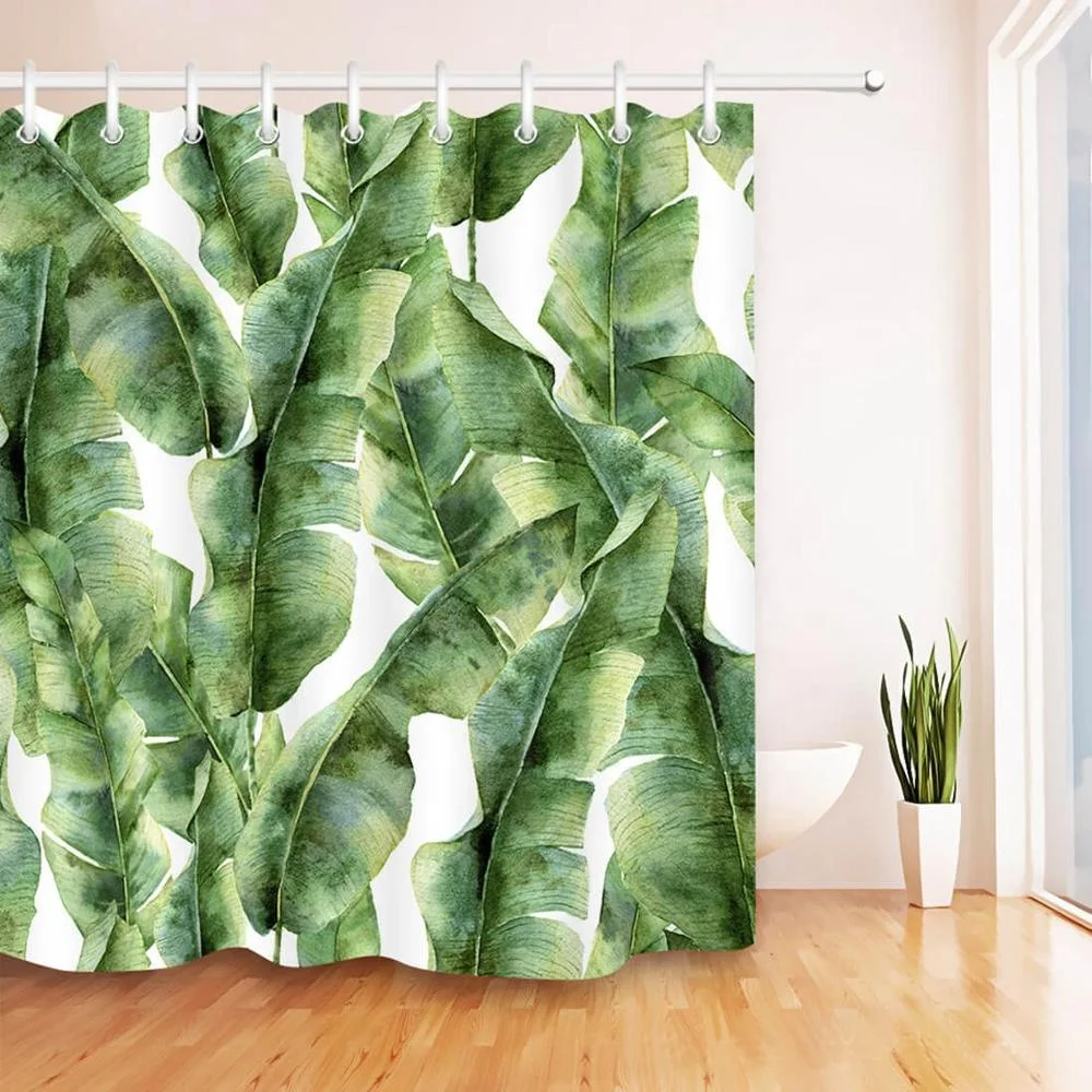 

i@home High quality ebay palm trees polyester shower curtain bathroom digital printing, Green
